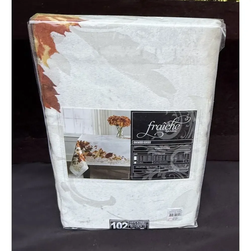 Williams Sonoma Fraiche Maison DAKWOOD BORDER Fall Thanksgiving Tablecloth 102”